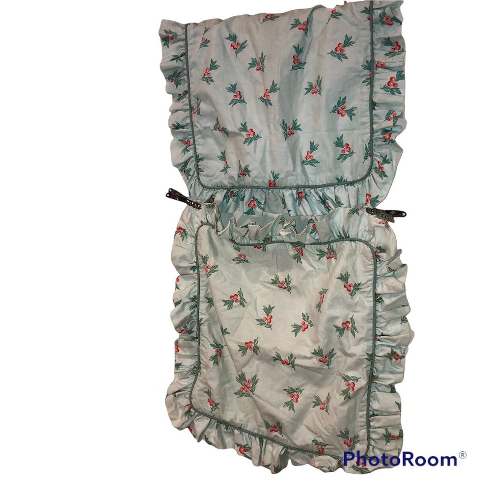 Christmas TWO custom made winter berry holly print aqua ruffle throw pil…